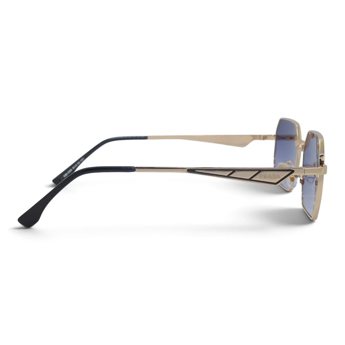 U&EYE The Orion hexagonal rectangle sunglasses in Gold / Violet-Blue Gradient — side view