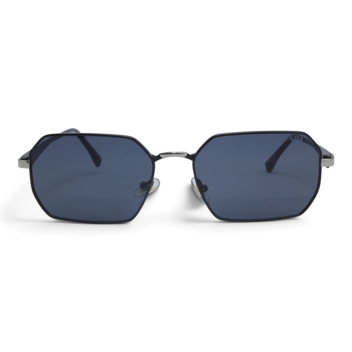 U&EYE The Orion hexagonal rectangle sunglasses in Gunmetal / Navy — front view