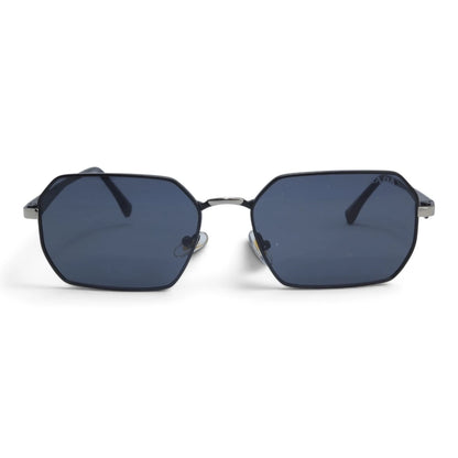 U&EYE The Orion hexagonal rectangle sunglasses in Gunmetal / Navy — front view