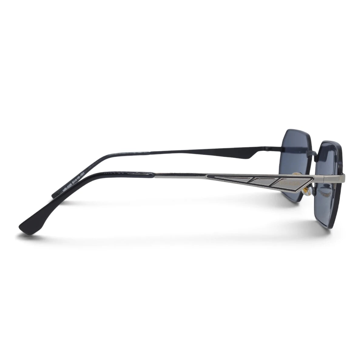 U&EYE The Orion hexagonal rectangle sunglasses in Gunmetal / Navy — side view