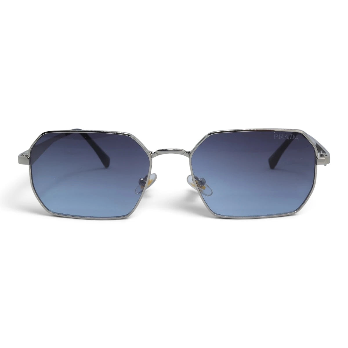 U&EYE The Orion hexagonal rectangle sunglasses in Silver / Blue Gradient — front view