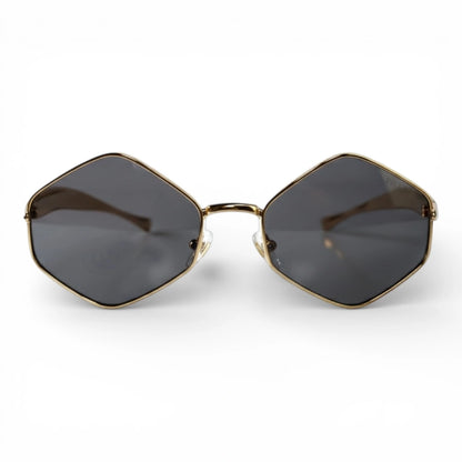 The ‘Prism’ Hexagonal Sunglasses | Black / Gold