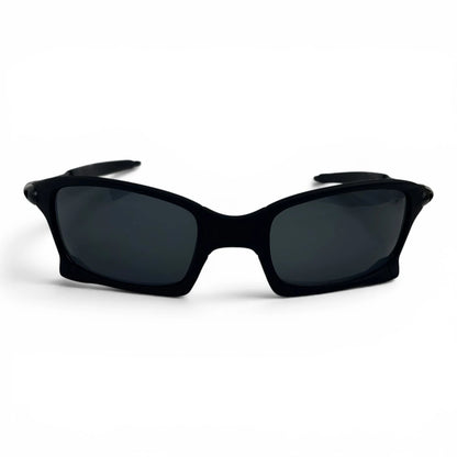 The Pulse Sport Rectangle sunglasses in Black with Smoke lenses, angled three-quarter view