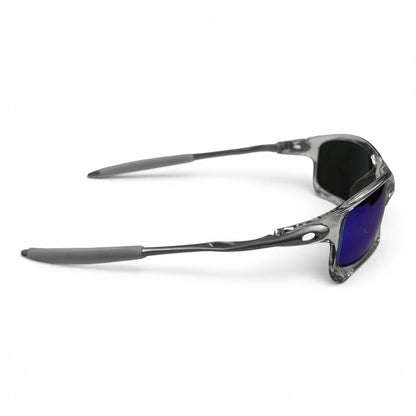 The Pulse Sport Rectangle sunglasses in Clear with Blue Green Mirror lenses, side profile view