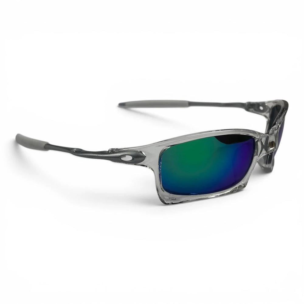 The ‘Pulse’ Sport Rectangle Sunglasses | Clear Blue Green Mirror