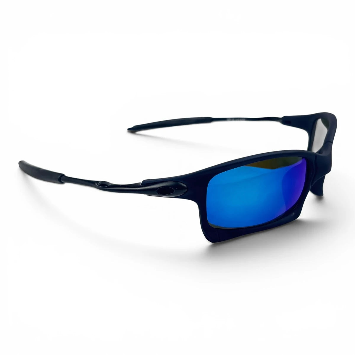 The Pulse Sport Rectangle sunglasses in Navy with Blue Mirror lenses, side profile view