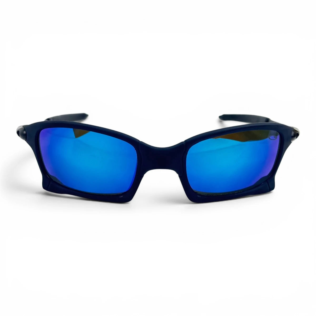 The Pulse Sport Rectangle sunglasses in Navy with Blue Mirror lenses, straight front view