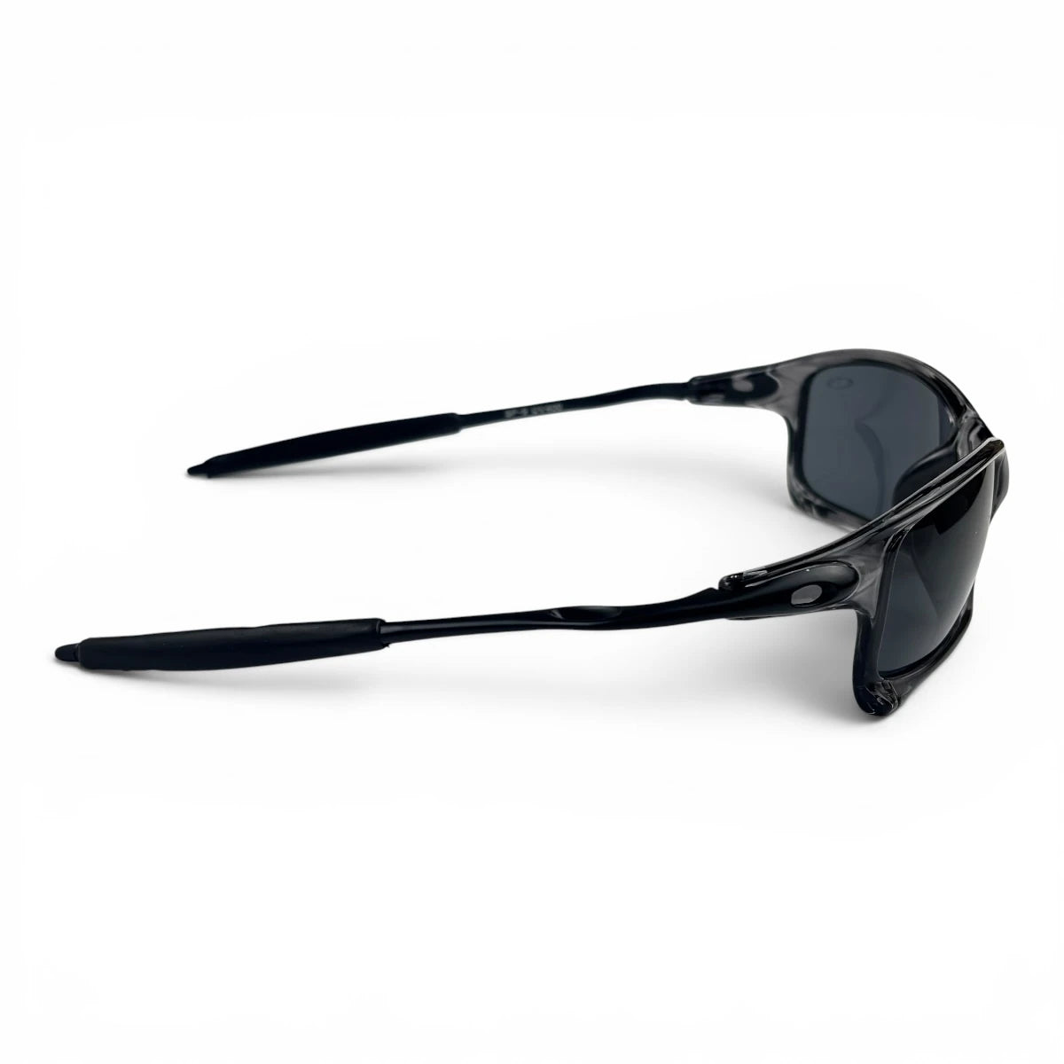 The Pulse Sport Rectangle sunglasses in Smoke Gray with Dark Gray lenses, side profile view