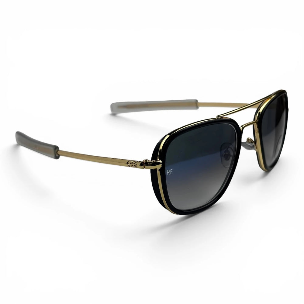 The ‘Rayan’ Metal Rectangle Sunglasses | Black Blue Gradient