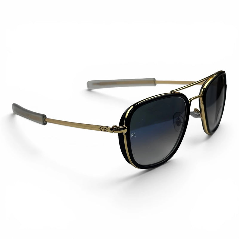 The ‘Rayan’ Metal Rectangle Sunglasses | Black Blue Gradient