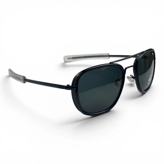 The ‘Rayan’ Metal Rectangle Sunglasses | Gold Black Dark