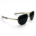 The ‘Rayan’ Metal Rectangle Sunglasses | Gold Black