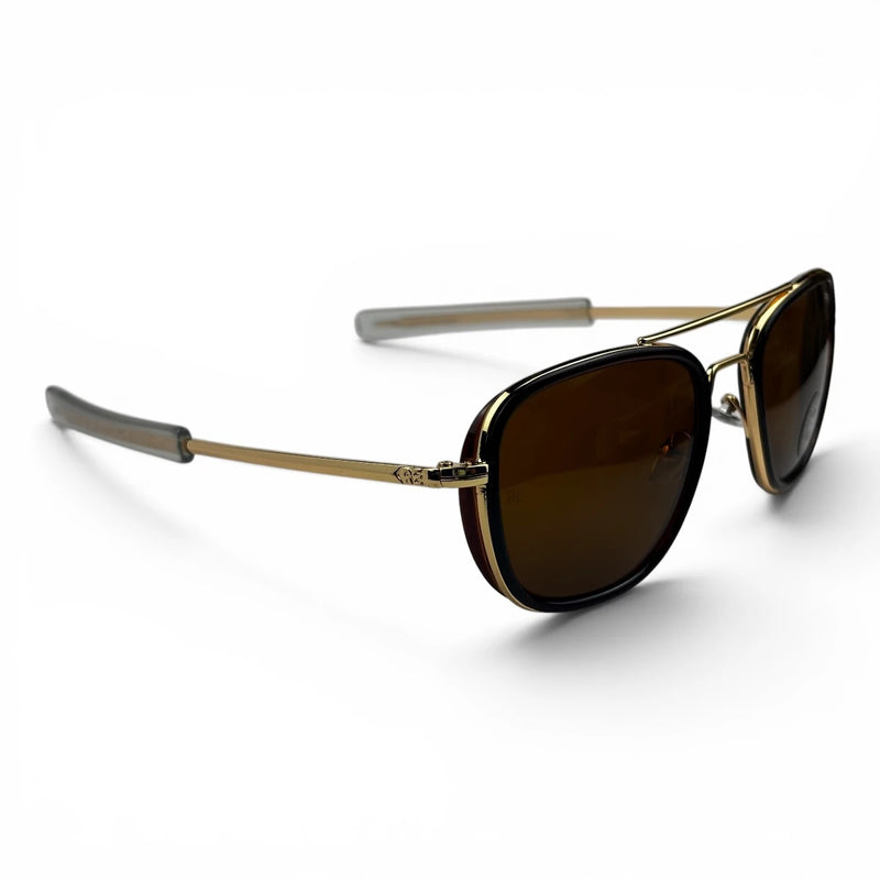 The ‘Rayan’ Metal Rectangle Sunglasses | Gold Brown