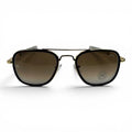 The ‘Rayan’ Metal Rectangle Sunglasses | Gold Light Brown