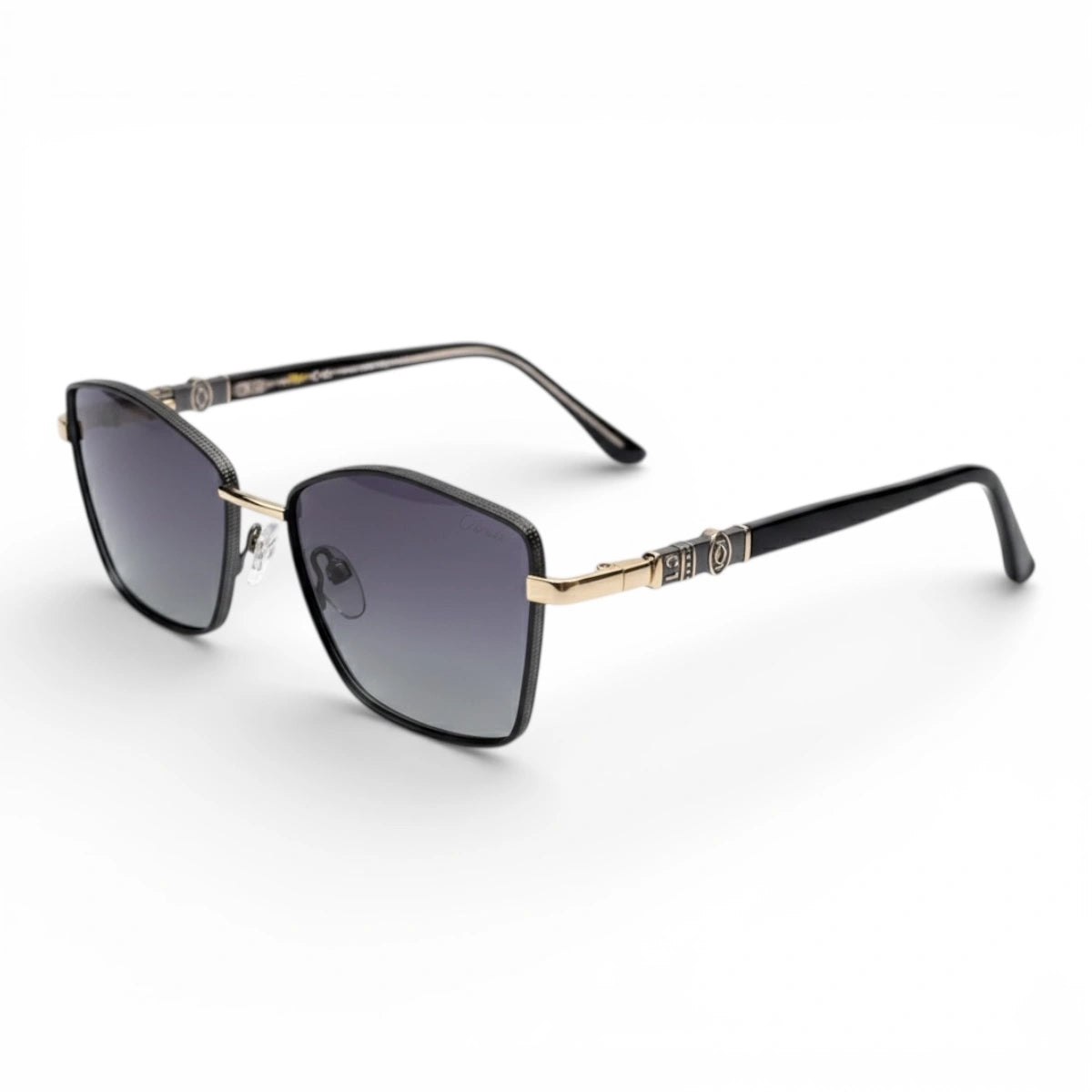 The ‘Regent’ Geometric Sunglasses | Black & Gold / Gradient Grey