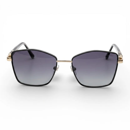 The ‘Regent’ Geometric Sunglasses | Black & Gold / Gradient Grey