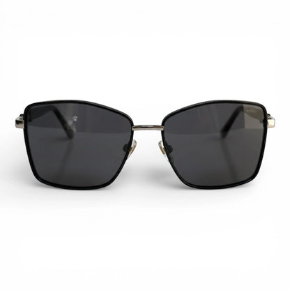 The ‘Regent’ Geometric Sunglasses | Black & Silver / Smoke