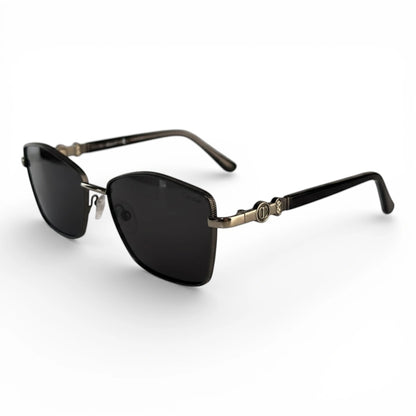 The ‘Regent’ Geometric Sunglasses | Black & Silver / Smoke