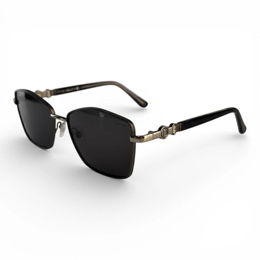 The ‘Regent’ Geometric Sunglasses | Black & Silver / Smoke