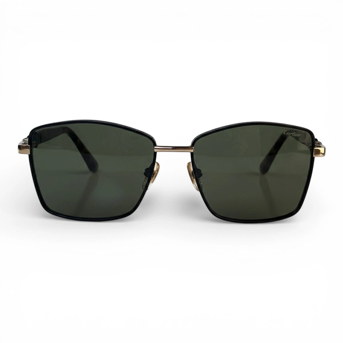 The ‘Regent’ Geometric Sunglasses | Black & Gold / Dark Green