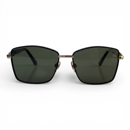 The ‘Regent’ Geometric Sunglasses | Black & Gold / Dark Green