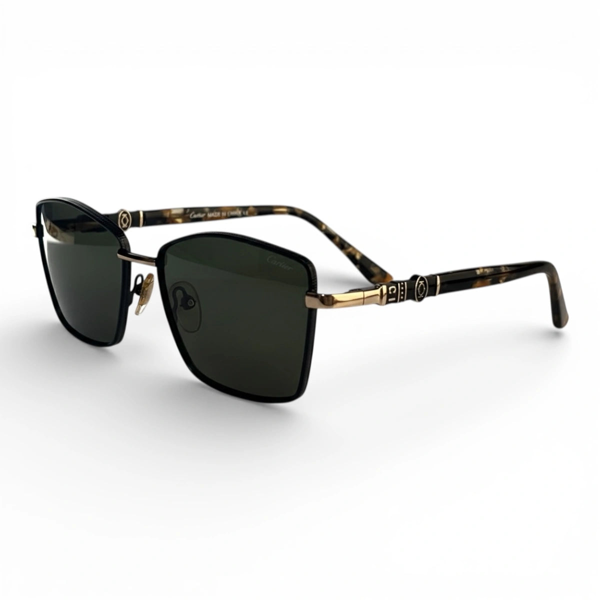 The ‘Regent’ Geometric Sunglasses | Black & Gold / Dark Green
