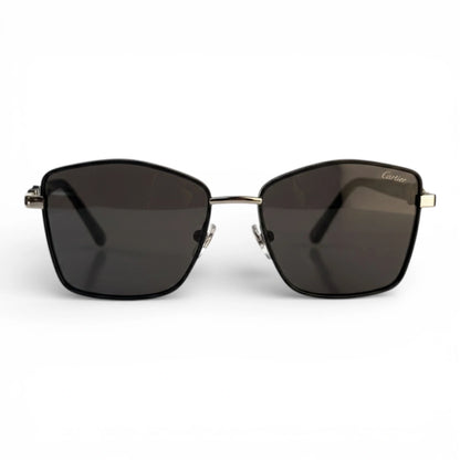 The ‘Regent’ Geometric Sunglasses | Black & Silver / Grey Marble