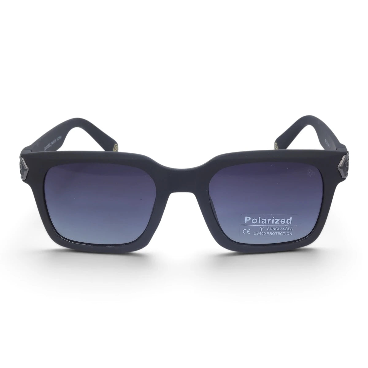 U&EYE The Riven cat-eye rectangle polarized sunglasses in Black / Violet-Blue Gradient — front view