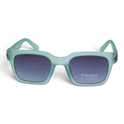 U&EYE The Riven cat-eye rectangle polarized sunglasses in Mint Crystal / Violet-Blue Gradient — front view