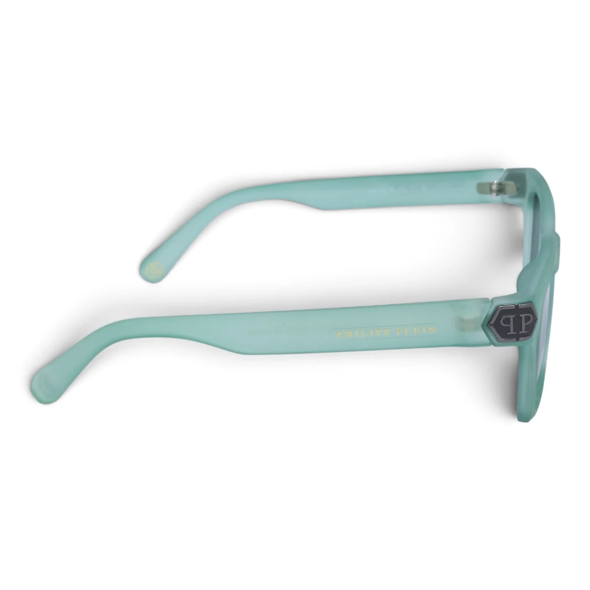 U&EYE The Riven cat-eye rectangle polarized sunglasses in Mint Crystal / Violet-Blue Gradient — side view