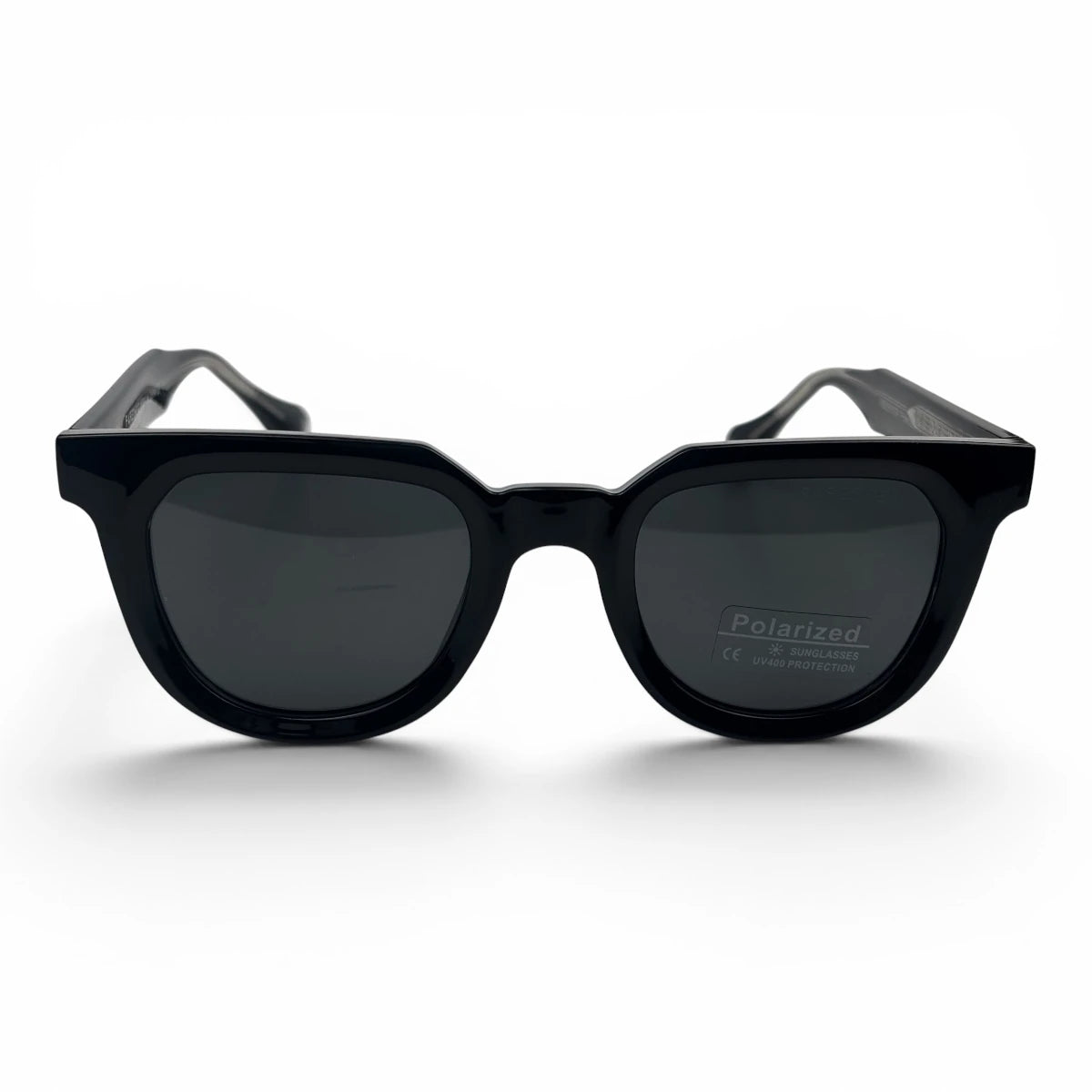 The Roux Chunky Square sunglasses in Black with Smoke Gradient lenses, angled three-quarter view