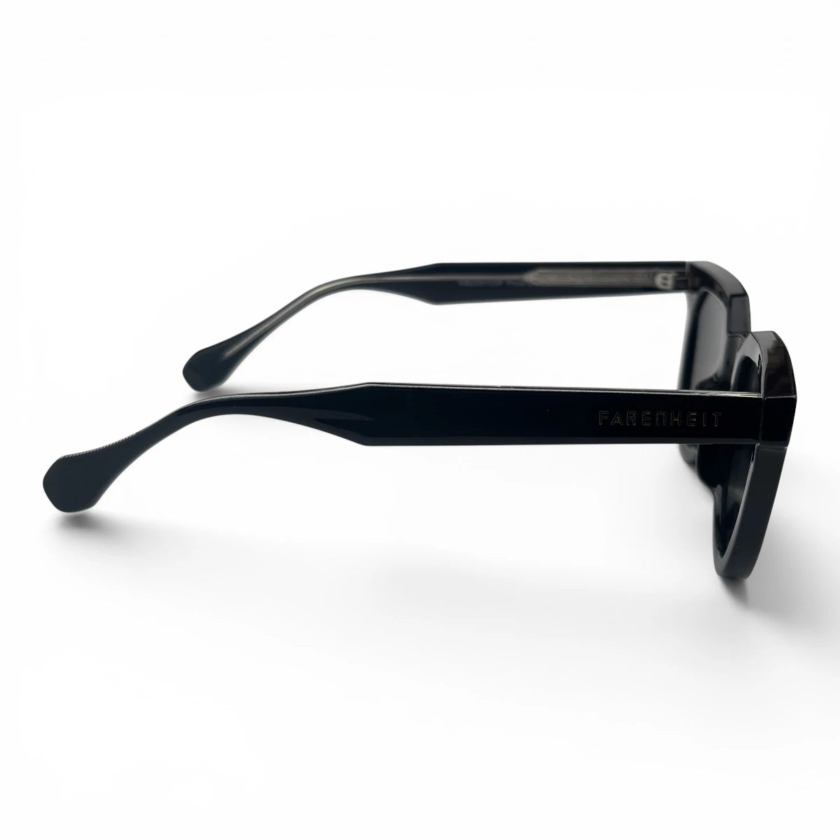 The Roux Chunky Square sunglasses in Black with Smoke Gradient lenses, side profile view