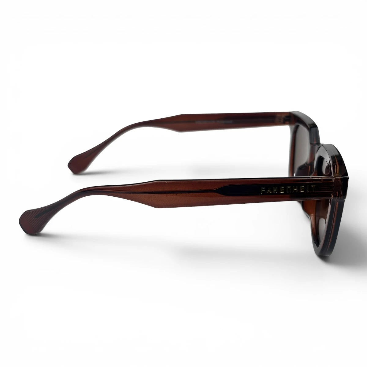 The Roux Chunky Square sunglasses in Brown with Brown lenses, side profile view