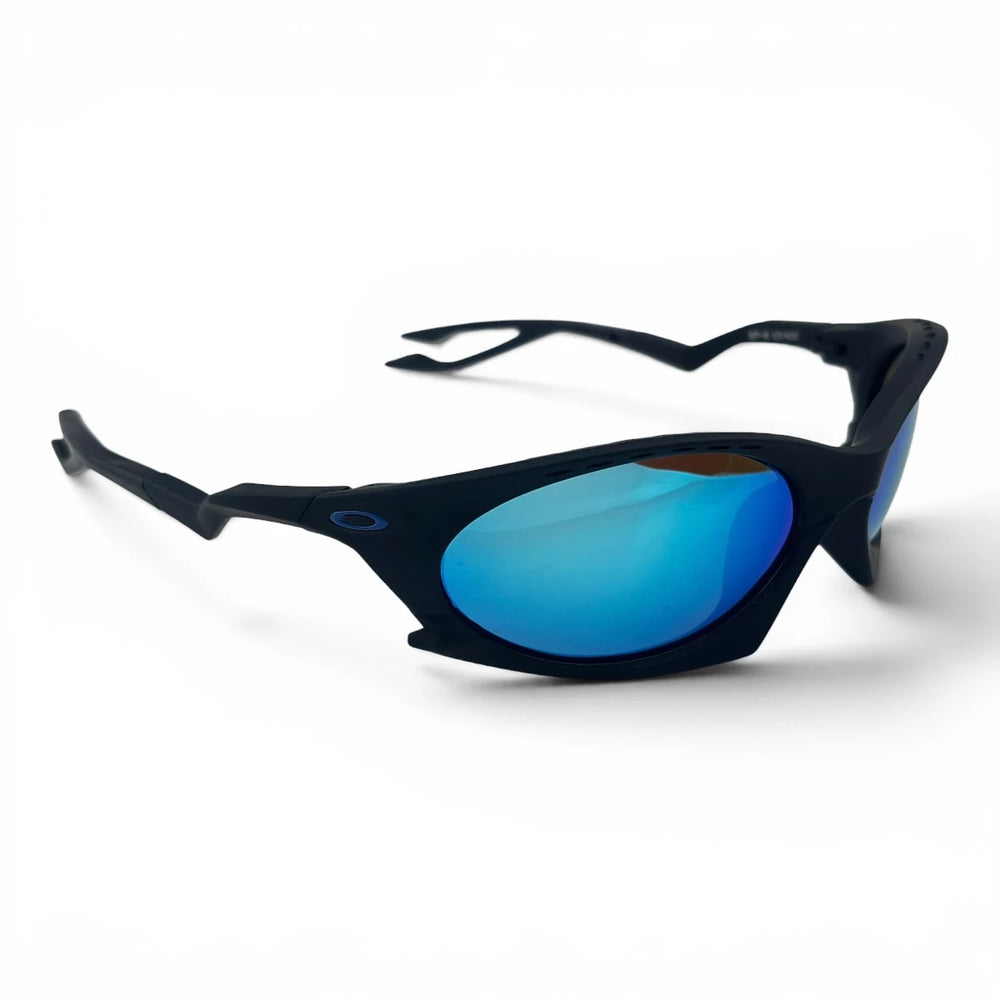 The ‘Rush’ Sport Wrap Sunglasses | Black Blue Mirror