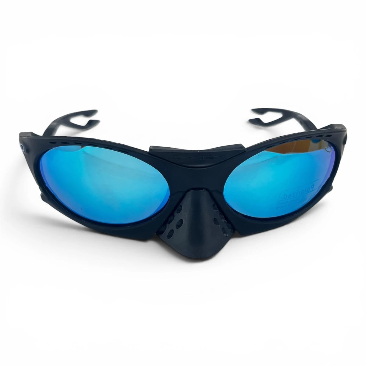 The Rush Sport Wrap sunglasses in Black with Blue Mirror lenses, view 5
