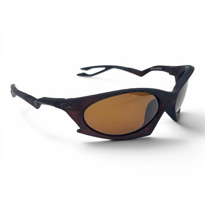 The Rush Sport Wrap sunglasses in Brown with Brown lenses, side profile view