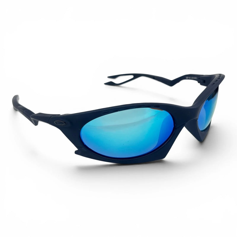 The ‘Rush’ Sport Wrap Sunglasses | Navy Blue Mirror