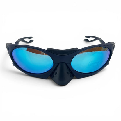 The Rush Sport Wrap sunglasses in Navy with Blue Mirror lenses, view 5