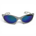 The ‘Rush’ Sport Wrap Sunglasses | Silver Blue Purple Mirror