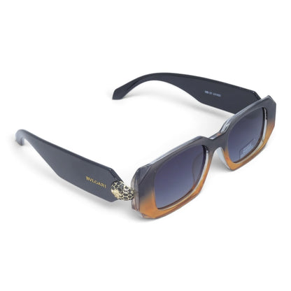 U&EYE The Sabine rectangle polarized sunglasses in Black-Amber Ombré / Violet-Blue Gradient — angled view