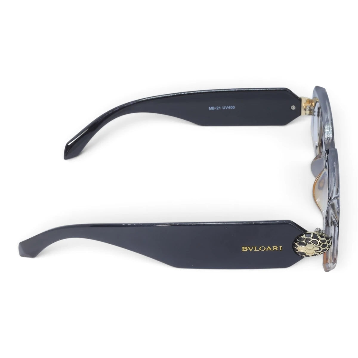 U&EYE The Sabine rectangle polarized sunglasses in Black-Amber Ombré / Violet-Blue Gradient — side view