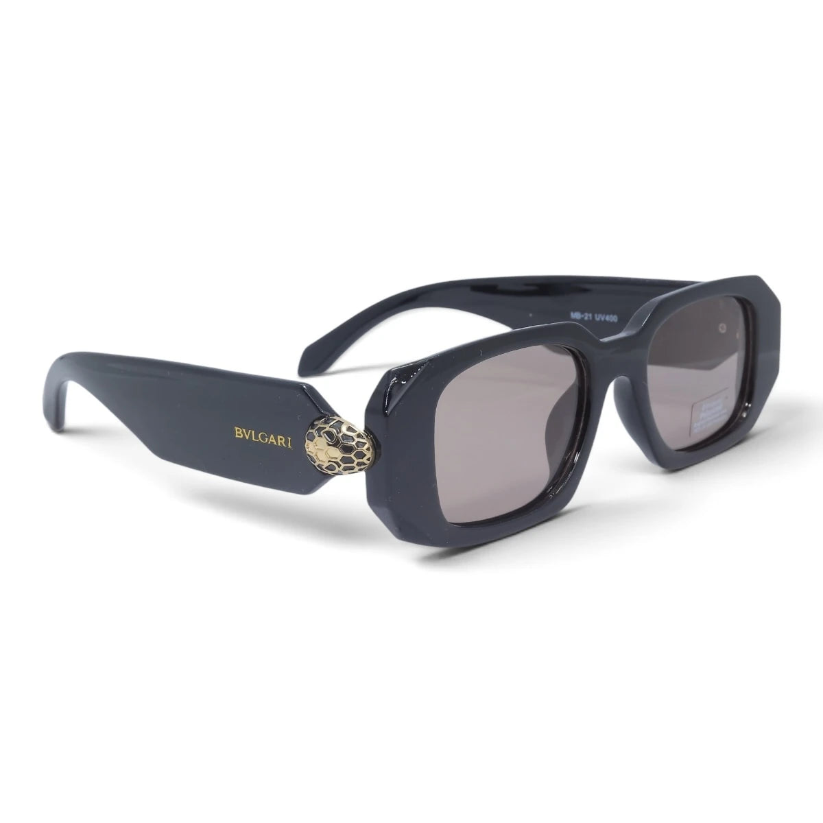 U&EYE The Sabine rectangle polarized sunglasses in Black / Rose-Taupe Gradient — angled view