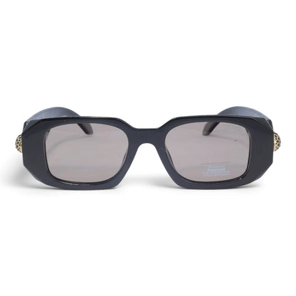 U&EYE The Sabine rectangle polarized sunglasses in Black / Rose-Taupe Gradient — front view
