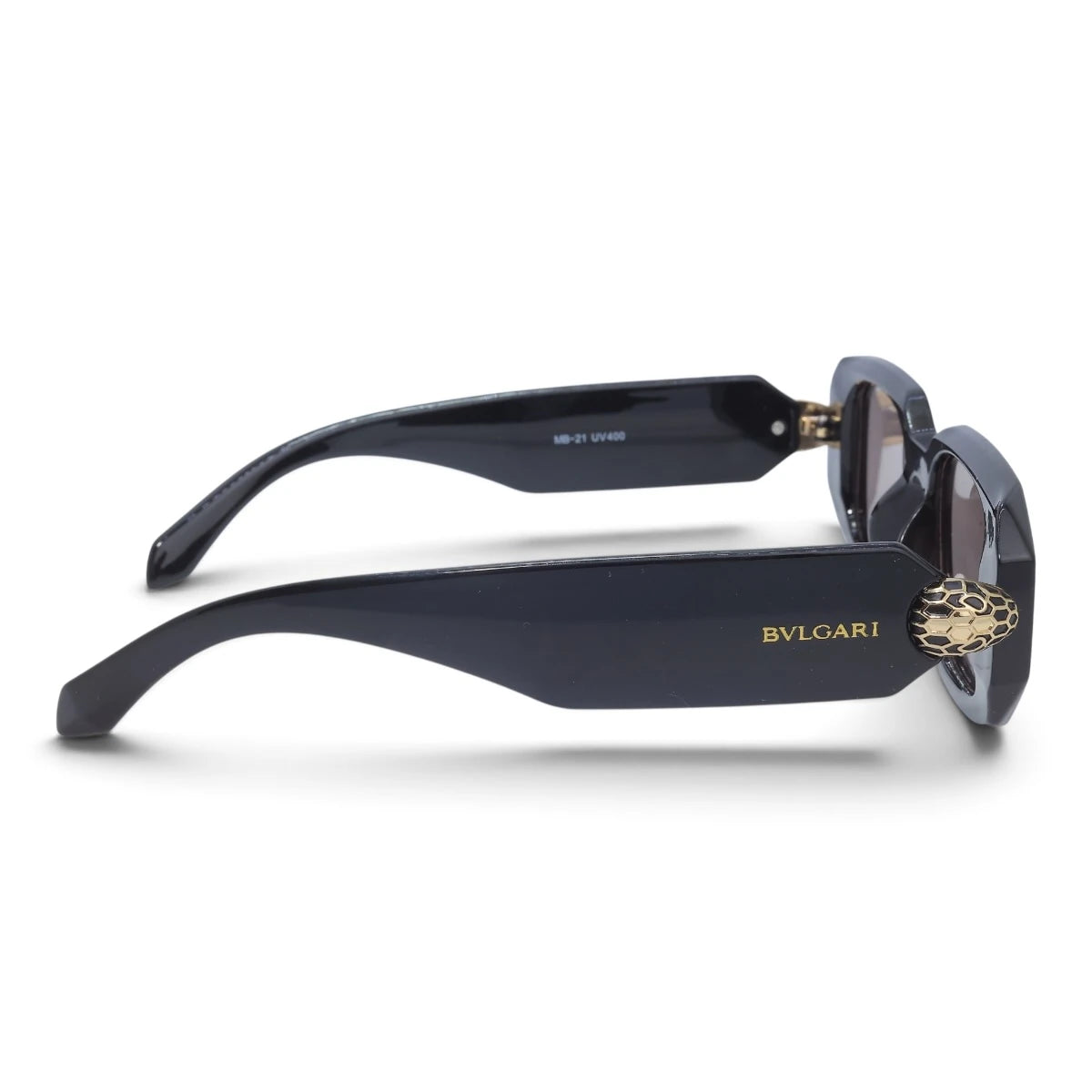 U&EYE The Sabine rectangle polarized sunglasses in Black / Rose-Taupe Gradient — side view