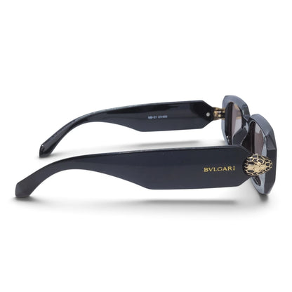 U&EYE The Sabine rectangle polarized sunglasses in Black / Rose-Taupe Gradient — side view