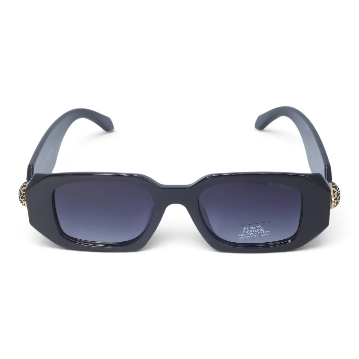 U&EYE The Sabine rectangle polarized sunglasses in Black / Violet-Blue Gradient — front view