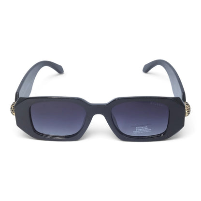U&EYE The Sabine rectangle polarized sunglasses in Black / Violet-Blue Gradient — front view