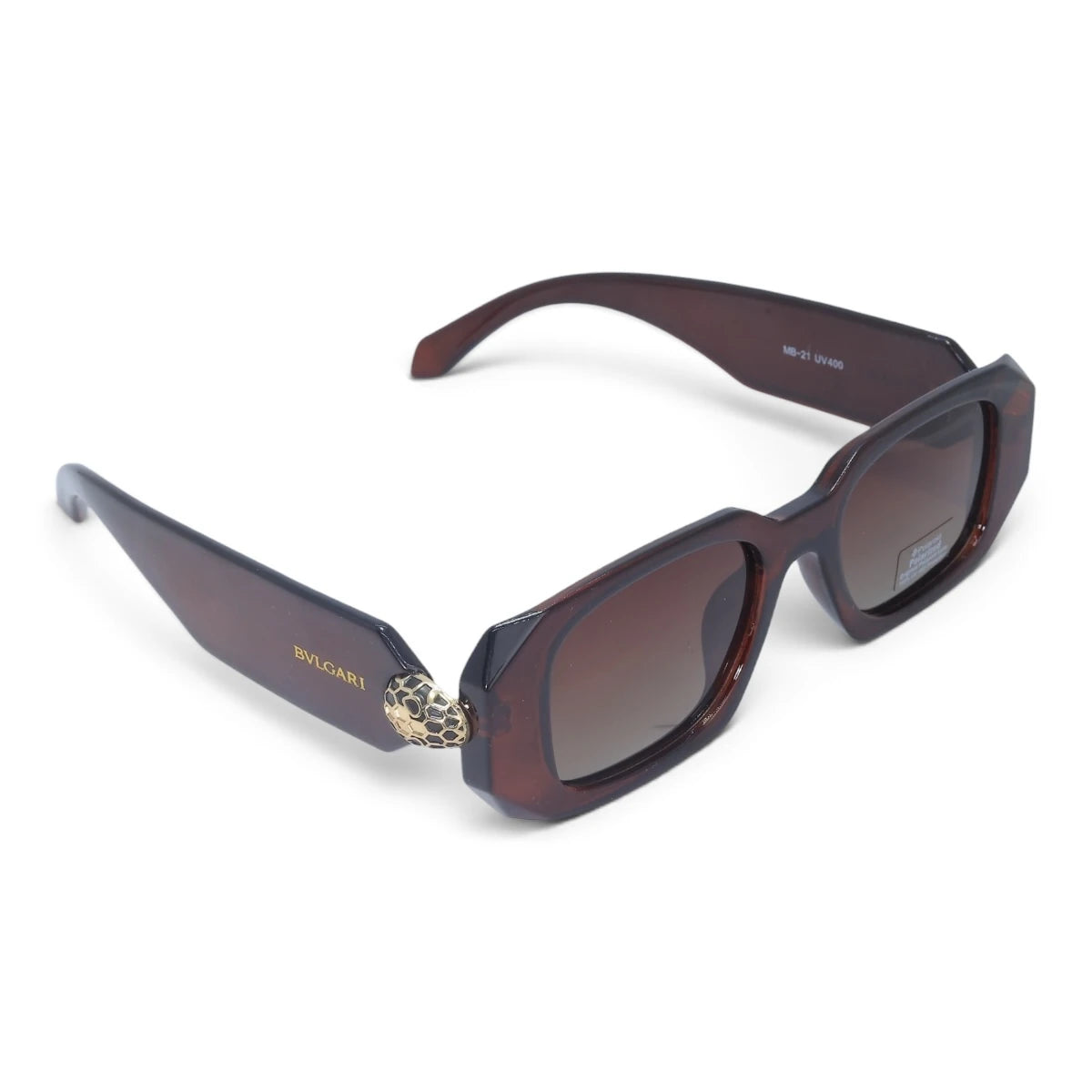 U&EYE The Sabine rectangle polarized sunglasses in Burgundy / Brown Gradient — angled view