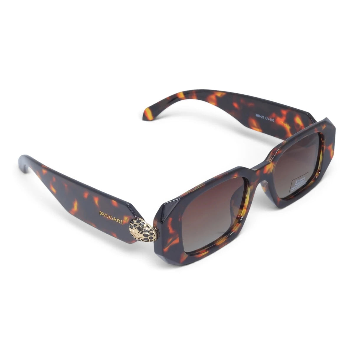 U&EYE The Sabine rectangle polarized sunglasses in Classic Tortoise / Brown Gradient — angled view