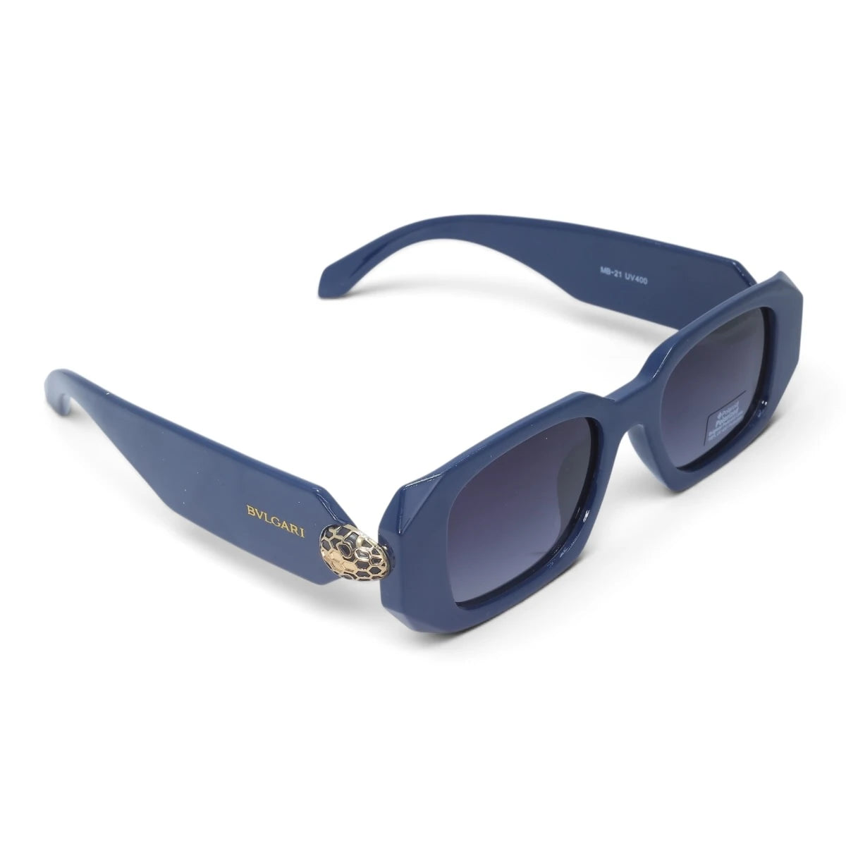U&EYE The Sabine rectangle polarized sunglasses in Navy / Blue Gradient — angled view